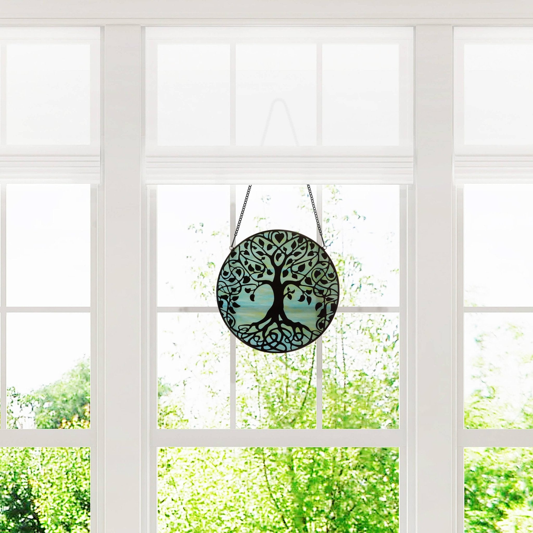 10"H Tree of Life Stained Glass Window Panel - Spiral Circle