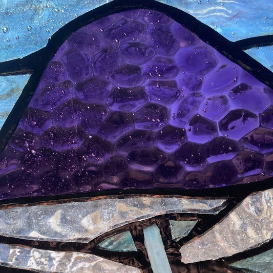 11.5"H Erin Green Mushrooms Stained Glass Window Panel - Spiral Circle