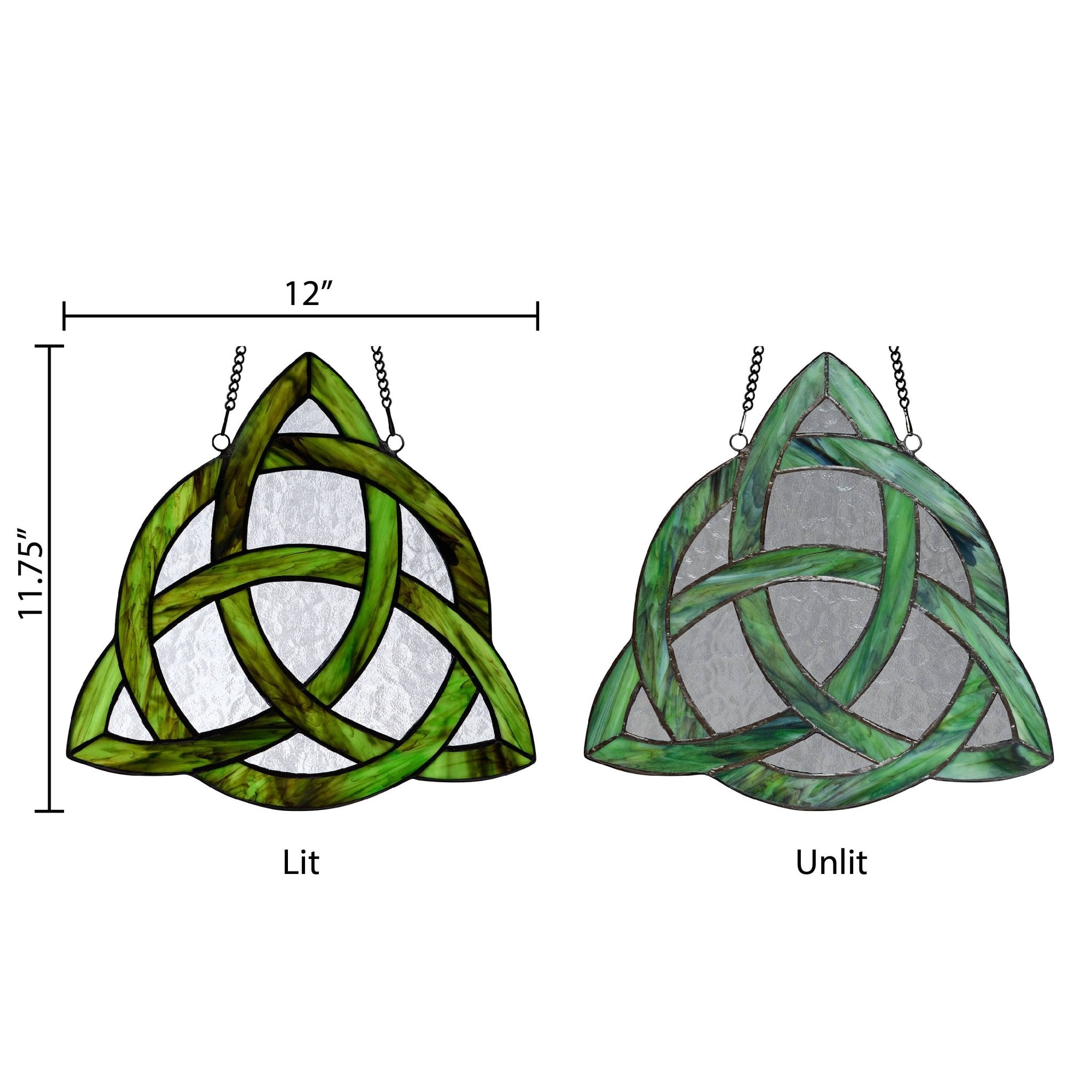 11.75"H Trinity Knot Celtic Stained Glass Window Panel - Spiral Circle