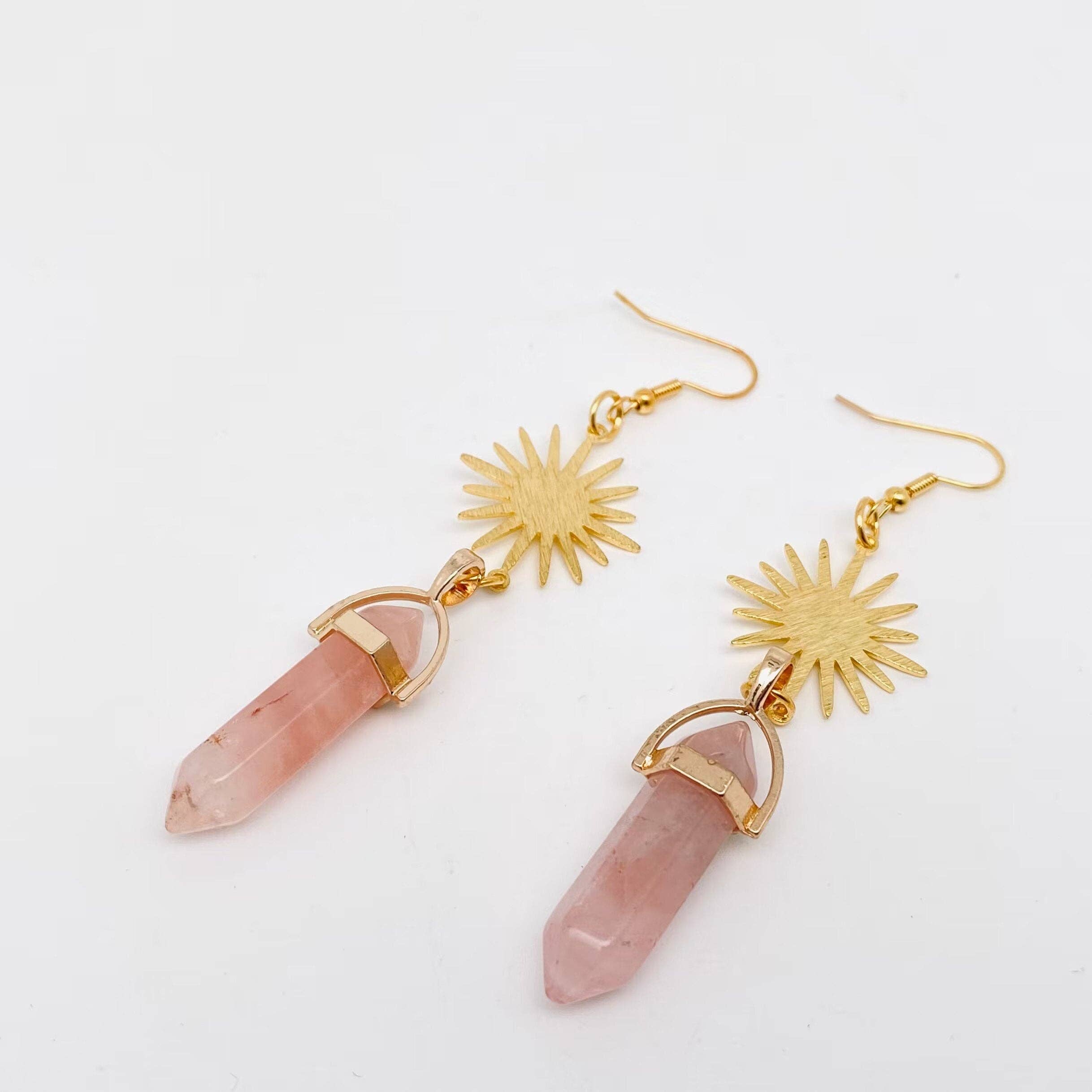Hexagon Quartz Crystal Earrings