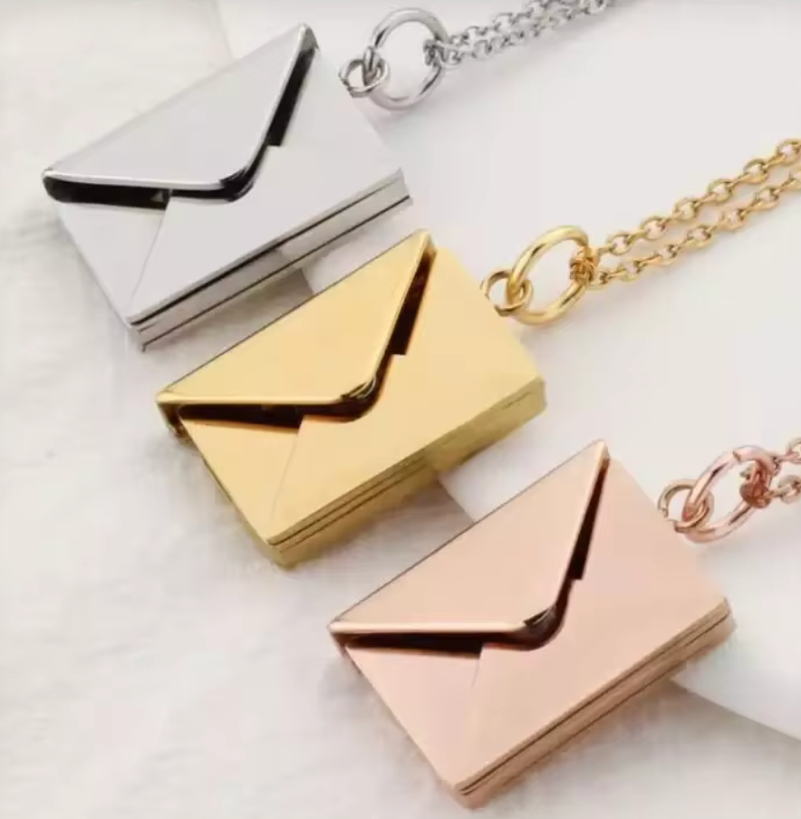 Love Letter Steel Envelope and Letter Necklace