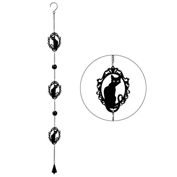 13788 Black Cat Hanging Outdoor Decoration - Spiral Circle