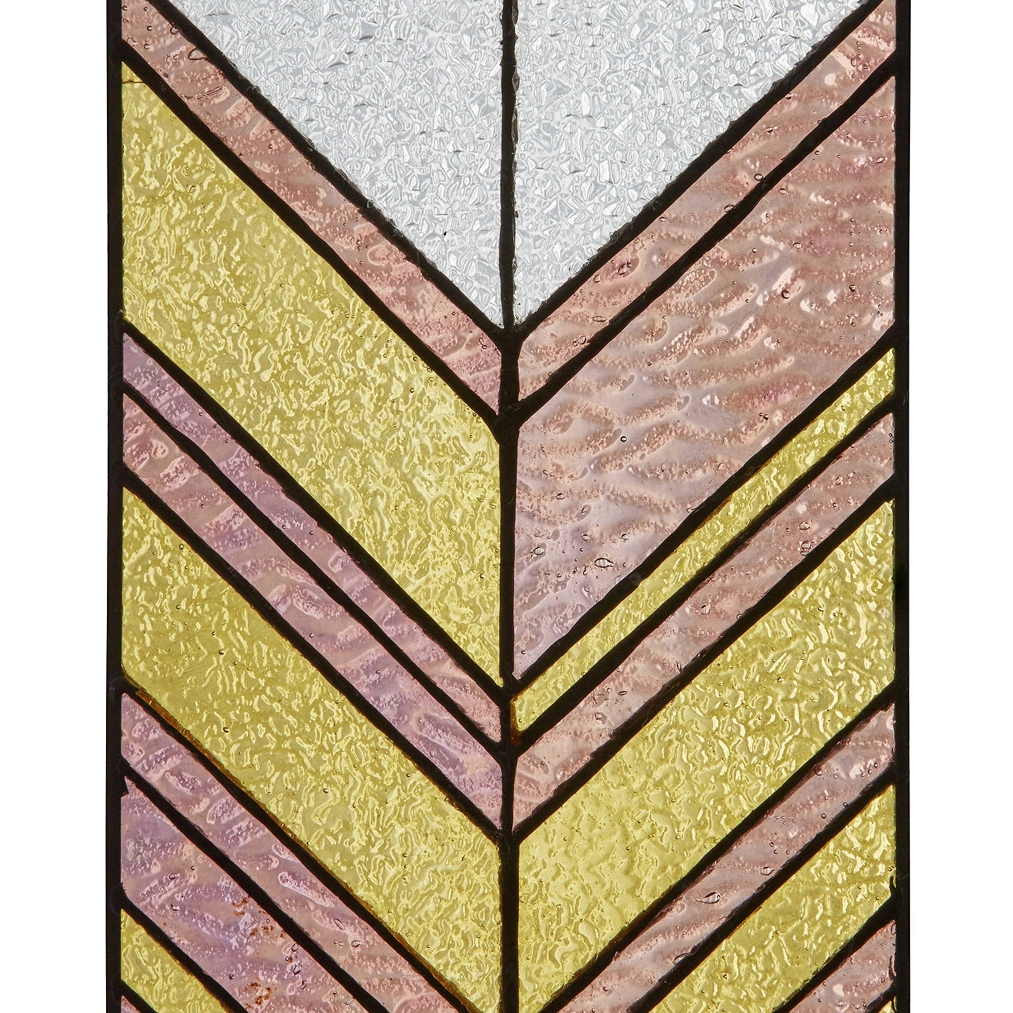 14"H Jenny Gold and Pink Arrows Stained Glass Window Panel - Spiral Circle