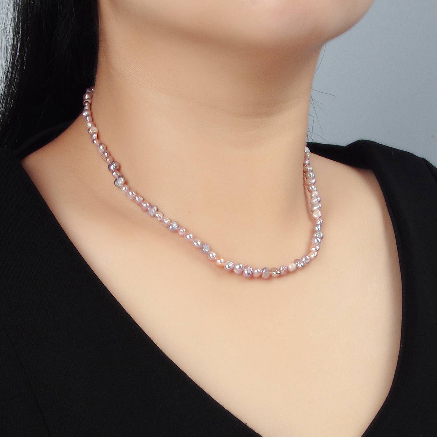 14K Gold Filled Purple Freshwater Pearl Necklace | WA2634 - Spiral Circle