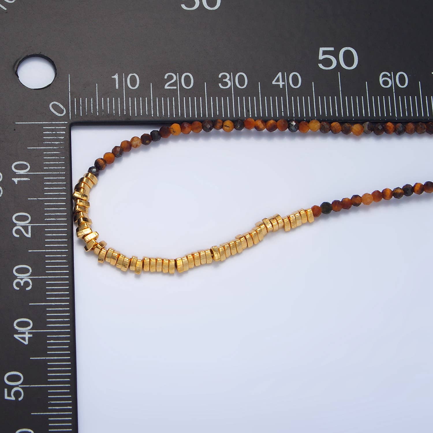 14K Gold Filled Tiger Eye Beaded 16 Inch Necklace | WA - 2648 - Spiral Circle