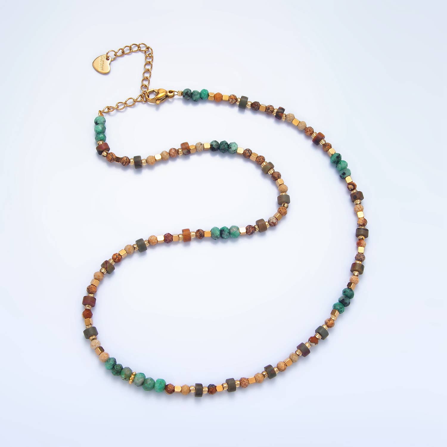 14K Gold Filled Turquoise Citrine Beaded Necklace | WA - 2647 - Spiral Circle