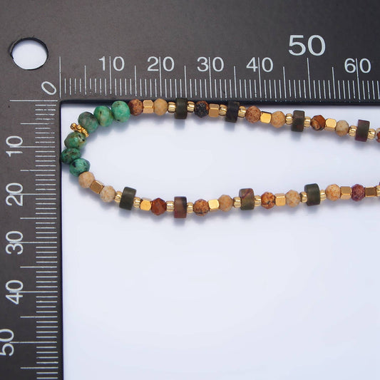 14K Gold Filled Turquoise Citrine Beaded Necklace | WA - 2647 - Spiral Circle