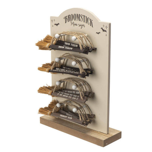 15314 24PC Broomstick Mini Signs w/ Display Halloween Decor - Spiral Circle