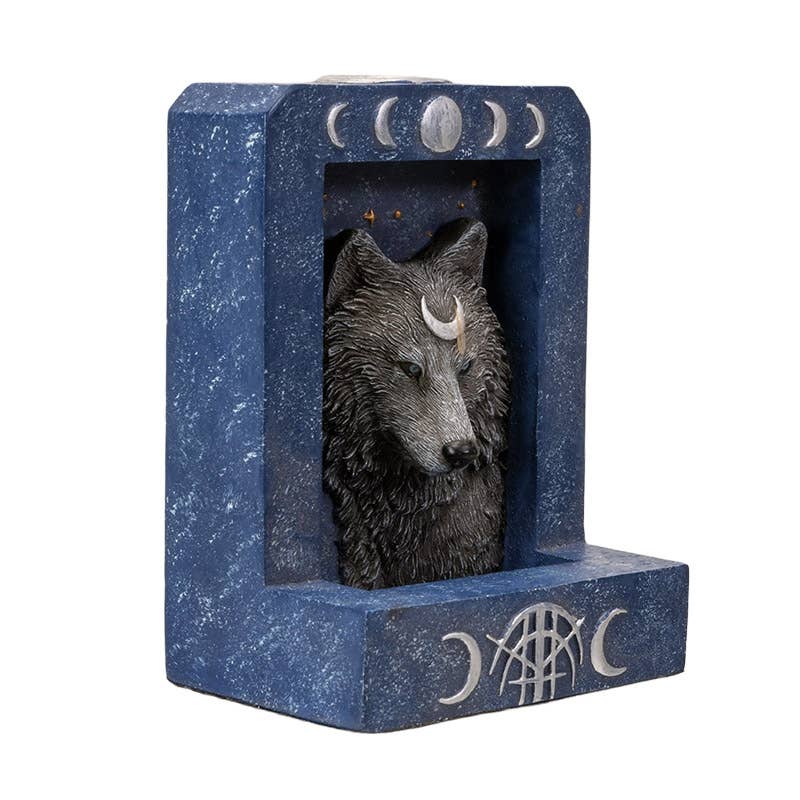 15398 Moon Phase Wolf Backflow Burner - Spiral Circle