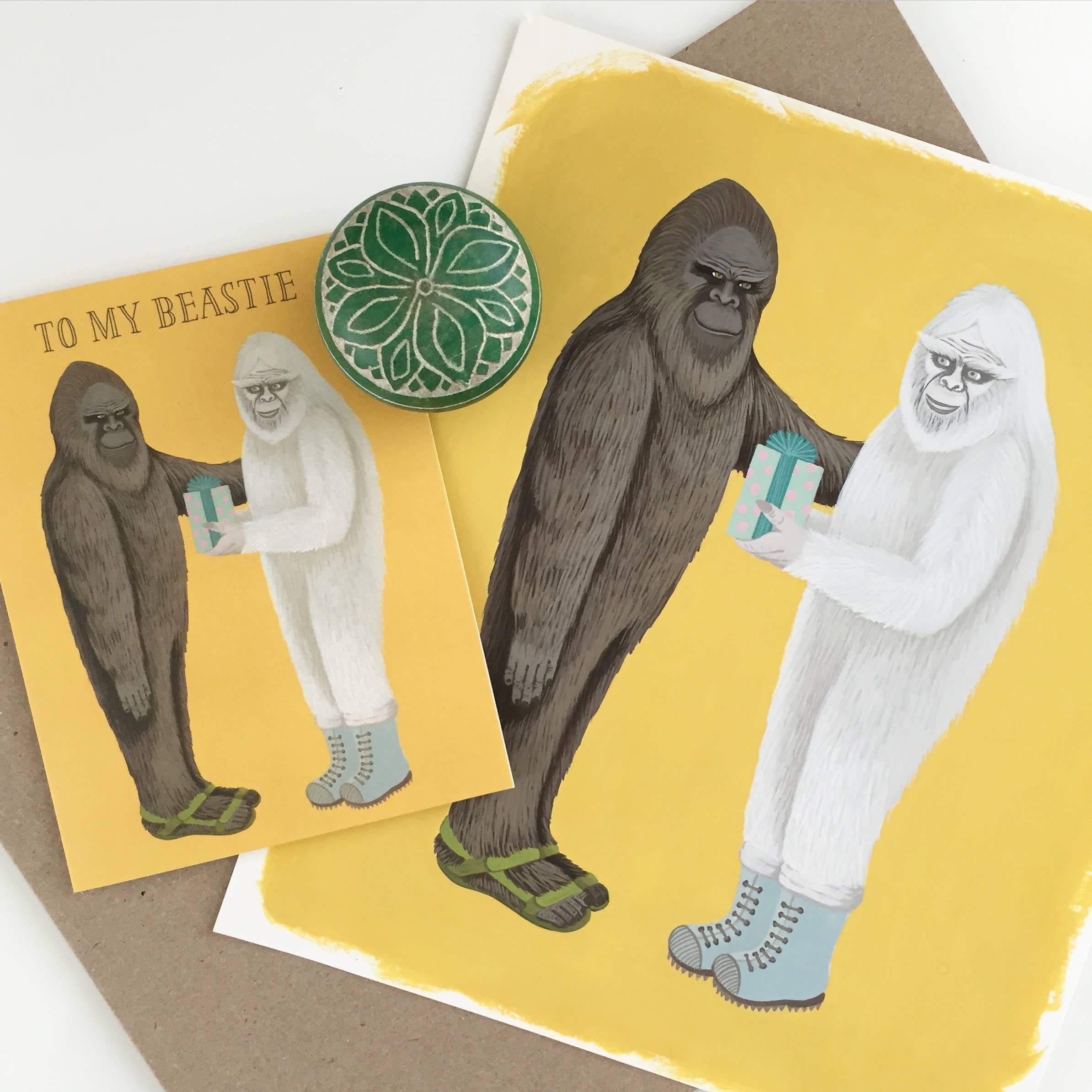 Bigfoot & Yeti Best Friends Birthday Card