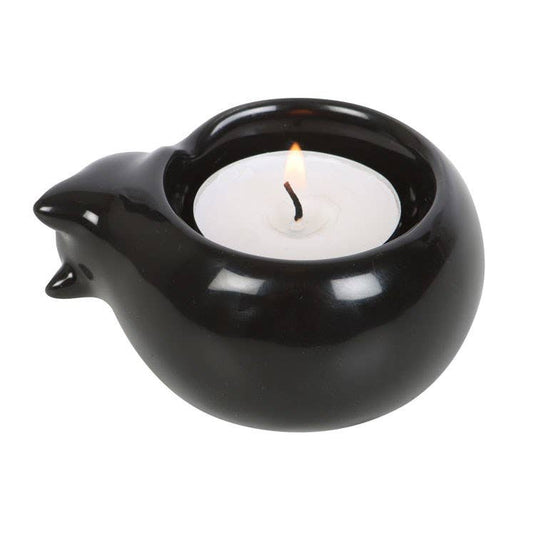 15810 Black Cat Tealight Candle Holder - Spiral Circle