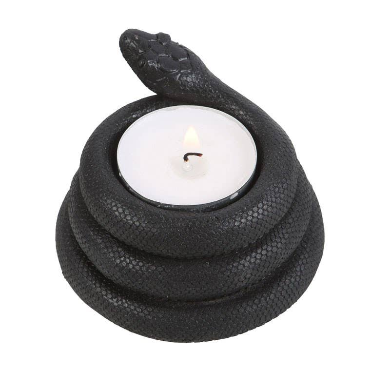 15823 Black Snake Tealight Candle Holder - Spiral Circle