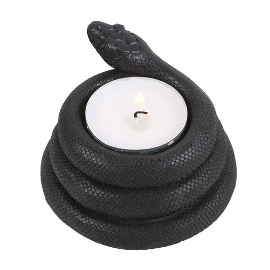 15823 Black Snake Tealight Candle Holder - Spiral Circle