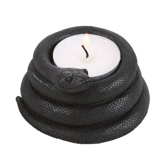 15823 Black Snake Tealight Candle Holder - Spiral Circle