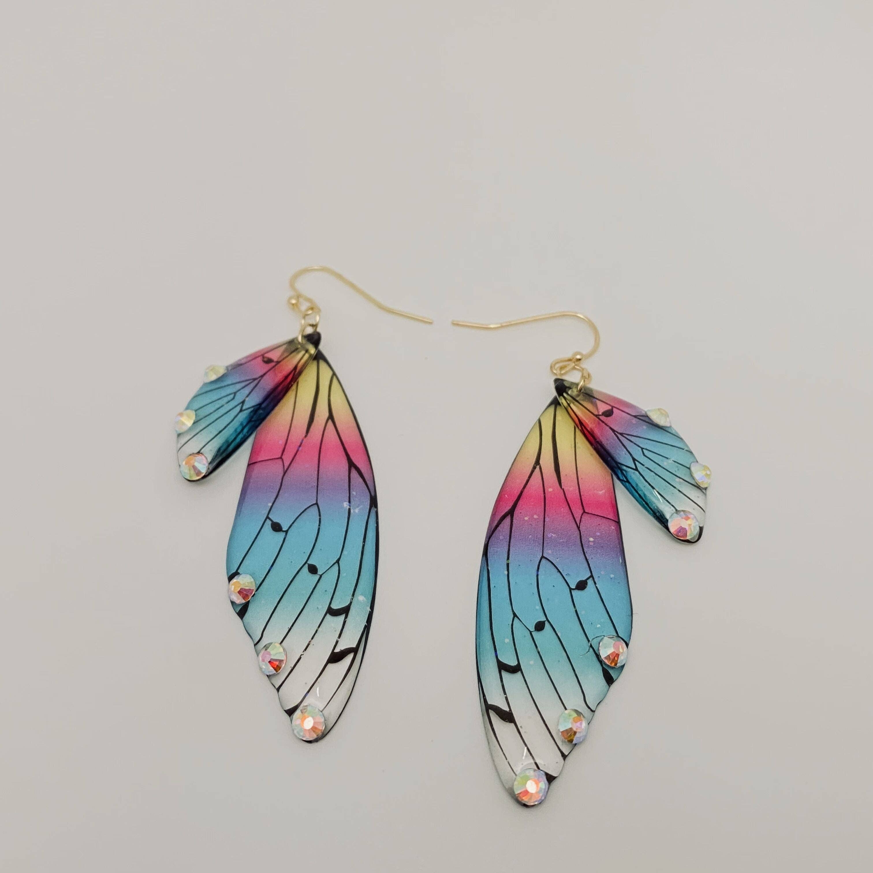 Gradient Cicada Wings, Butterfly Wings Earrings