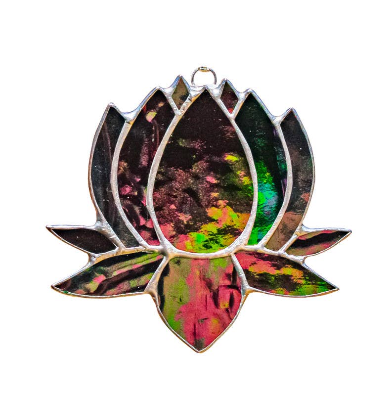 Small Lotus Stained Glass Suncatcher | 3" x 4"