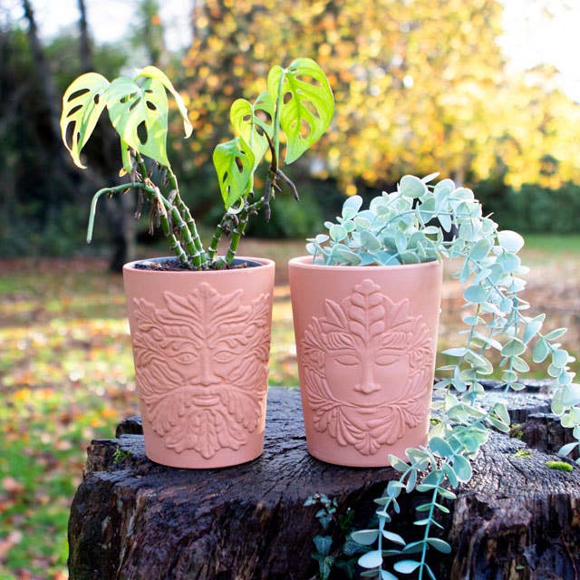 terracotta plant pot man Something Different Premium Green Man Terracotta Plant Pot-16 cm (1 Pc), 16cm x 12.5cm x 12.5cm