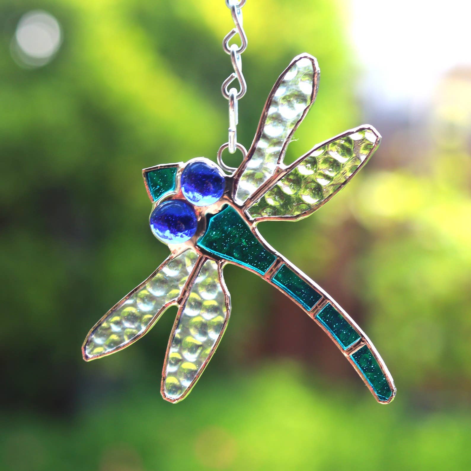 Small Dragonfly Stained Glass | 4" x 4"
