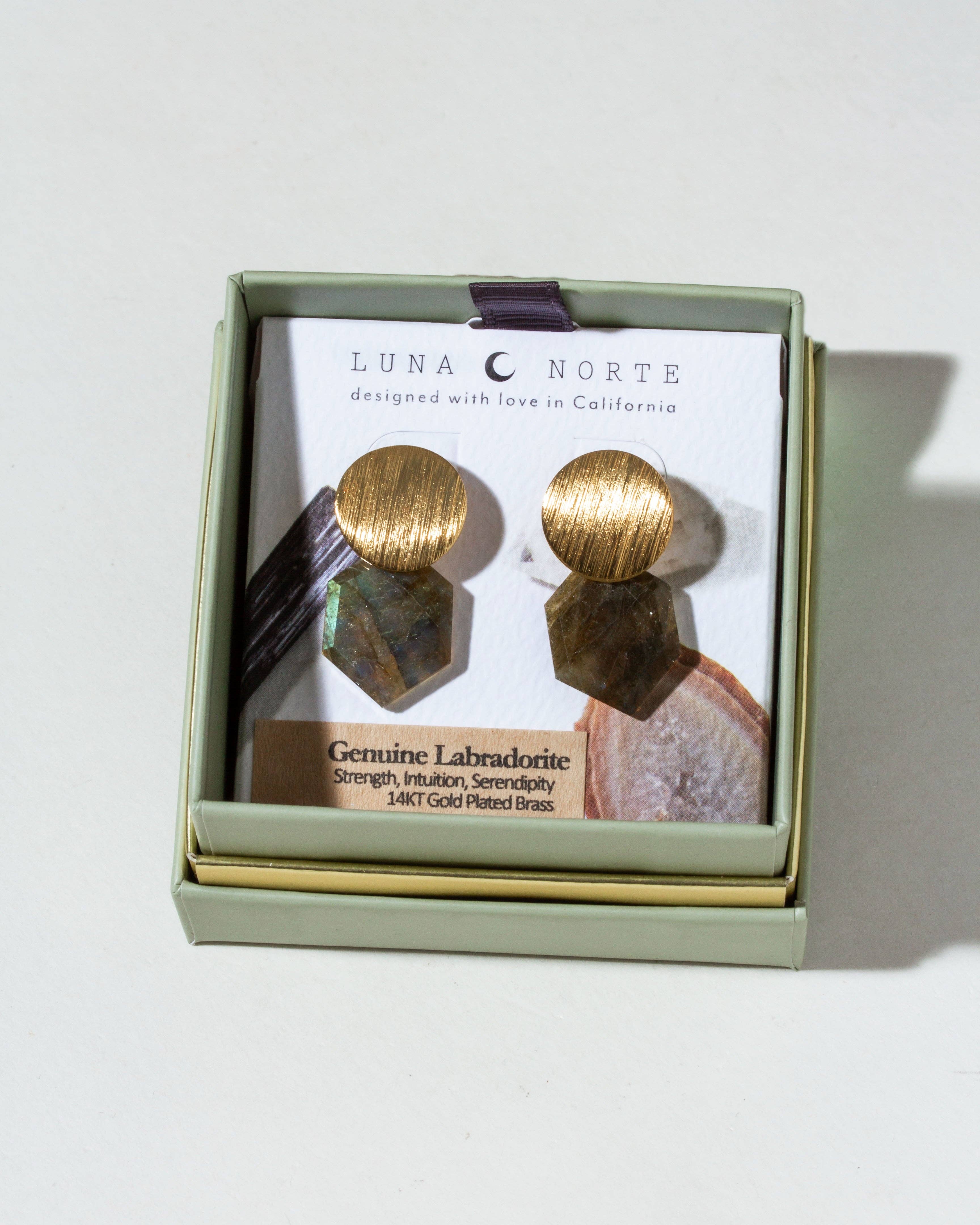 Geocentric Statement Post Earrings - Labradorite