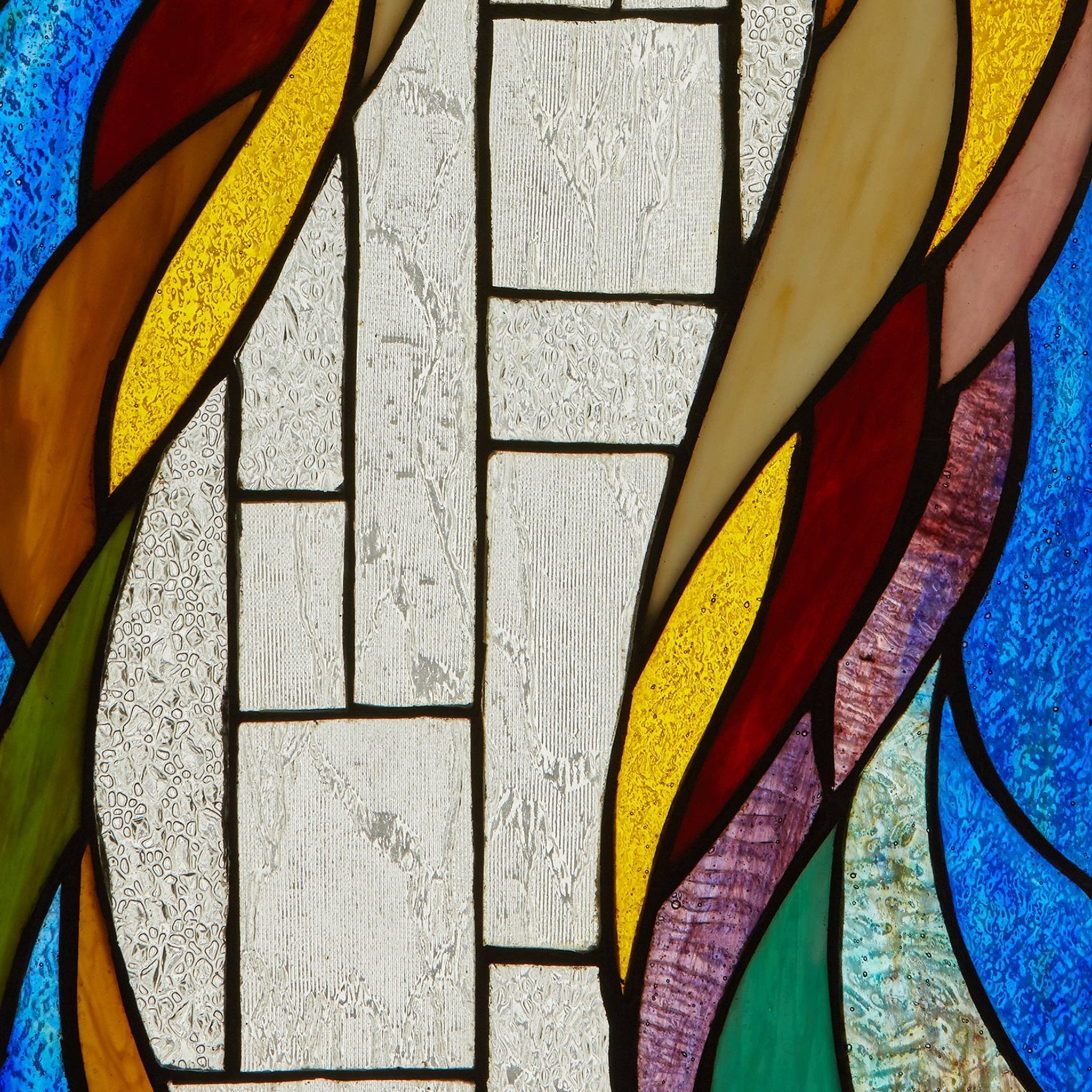 18"H Multicolor Flowing Border Stained Glass Window Panel - Spiral Circle