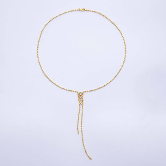 18K Gold Ball 18" ILariat Necklace - Spiral Circle
