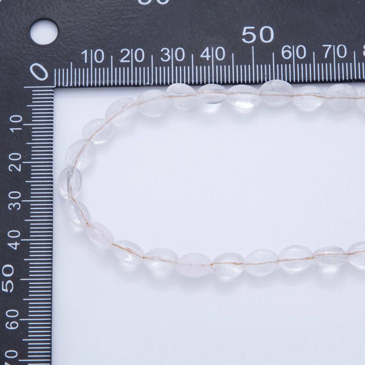 18K Gold Filled 6.5mm Clear Quartz Gemstone Oblong Oval Gemstone Bead 15.5 Inch Handmade Necklace | WA - 3283 - Spiral Circle