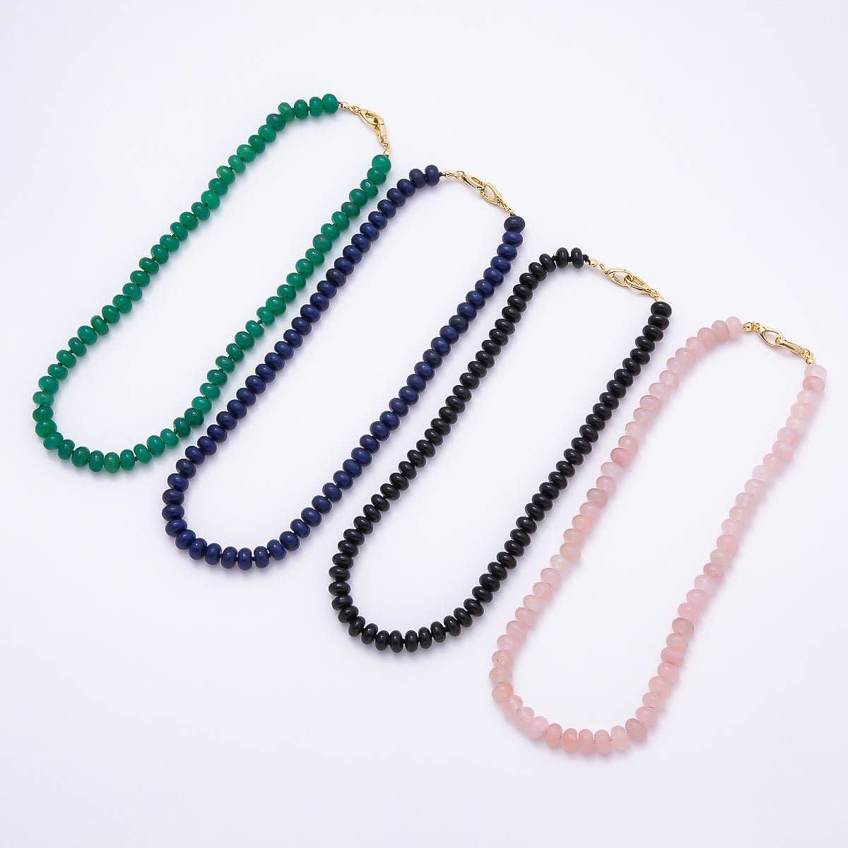 18K Gold Filled Gemstone 17 Inch Necklace - Spiral Circle