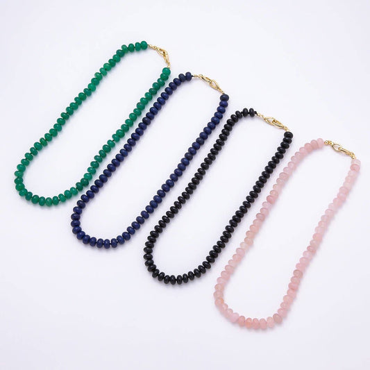 18K Gold Filled Gemstone 17 Inch Necklace - Spiral Circle