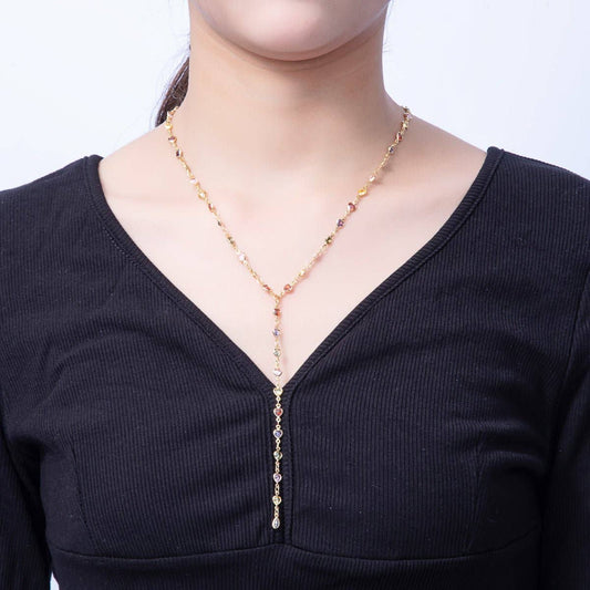 18K Gold Heart Lariat Necklace - Spiral Circle