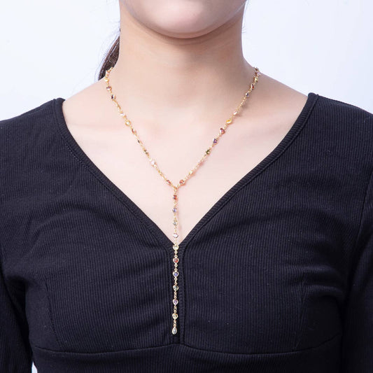 18K Gold Heart Lariat Necklace - Spiral Circle