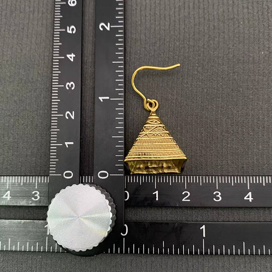 18K Gold Plated S.Steel Hollow Pyramid Dangle Earrings - FGS - Spiral Circle