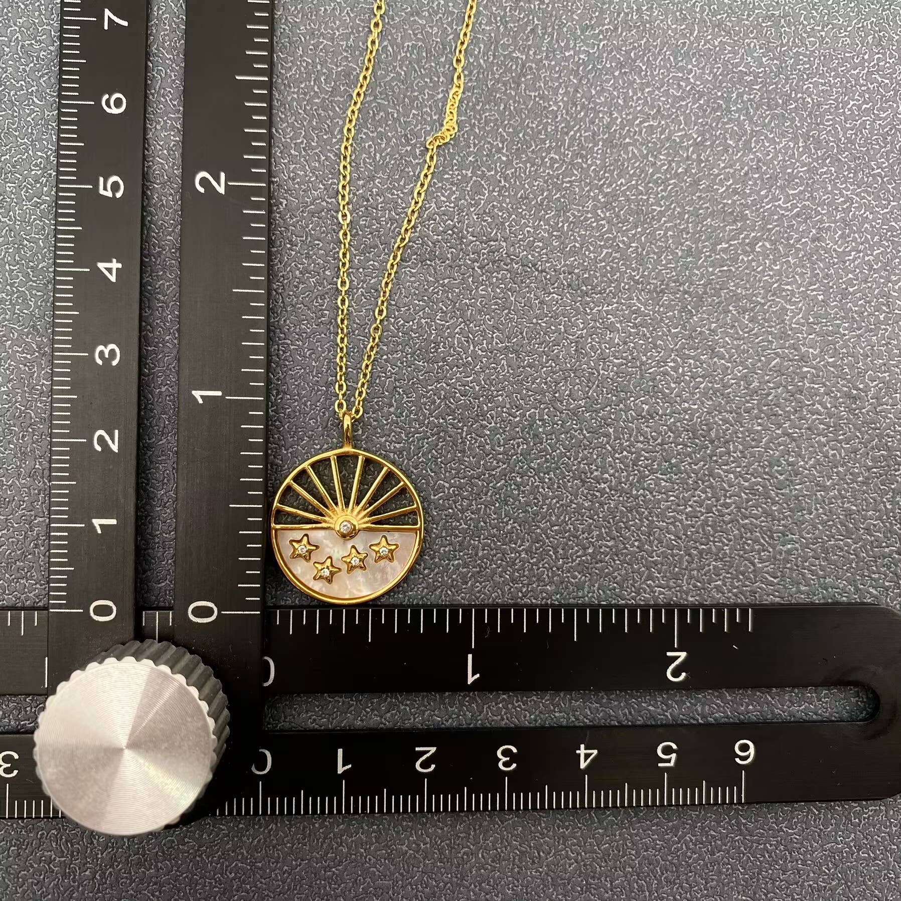 18K Gold - plated S.Steel Star Sun Charm Necklace - FGS/MS - Spiral Circle