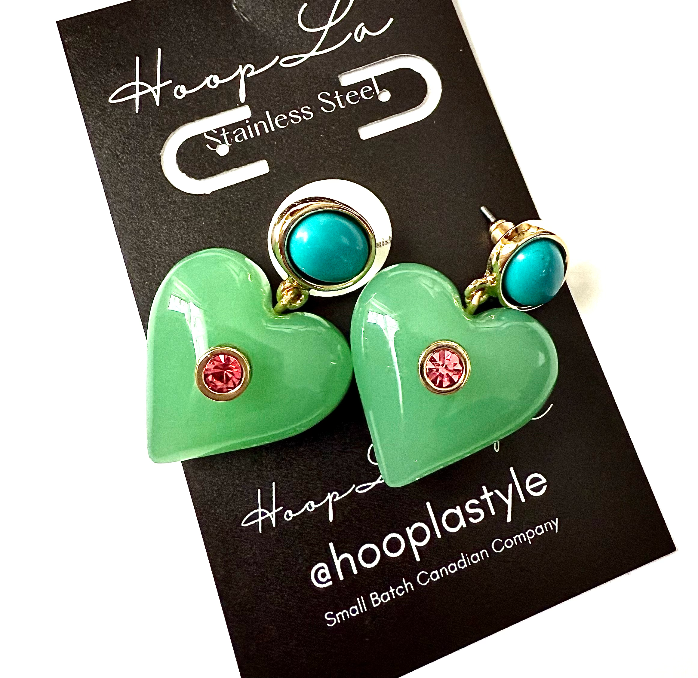 Lucky Heart- Evil Eye Heart Earrings. 