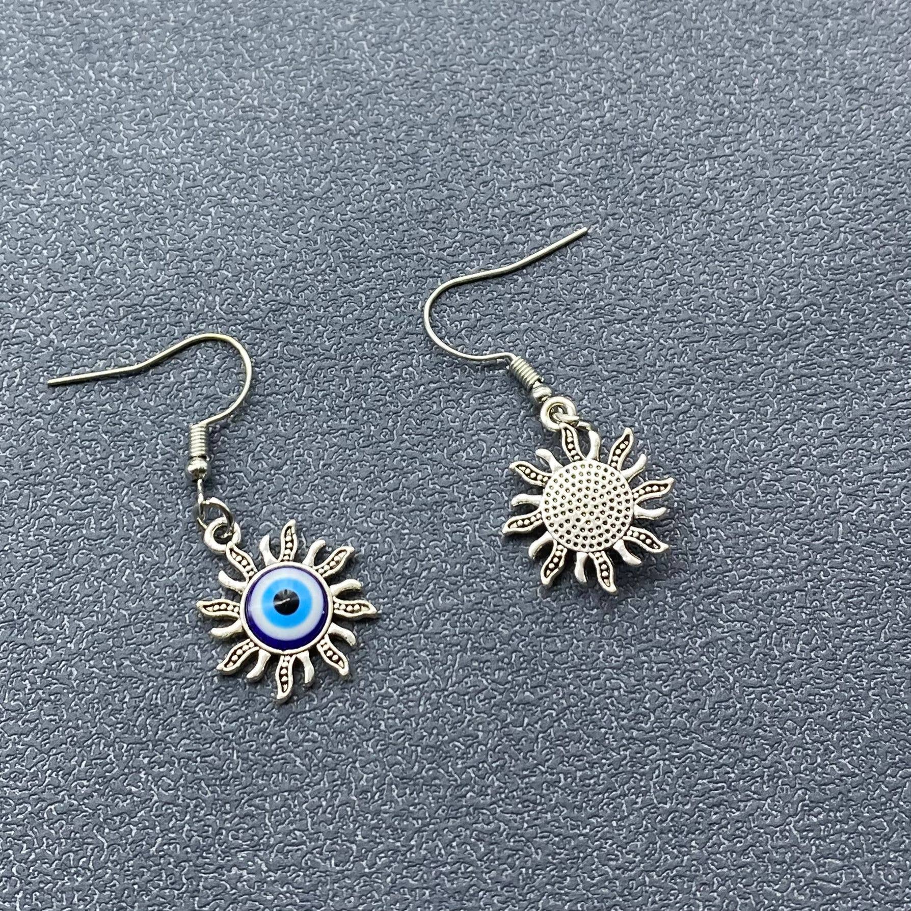 Evil Eye Sun Dangle Earrings