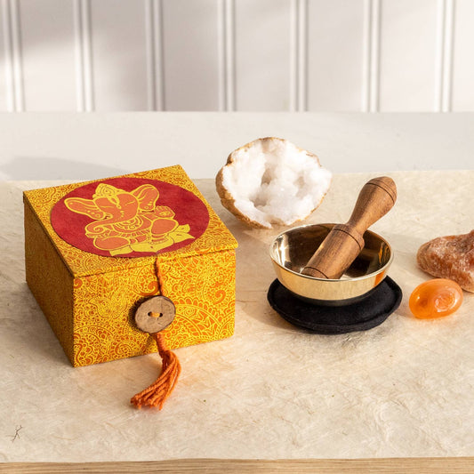 2" Ganesh Mini Meditation Bowl Box - Spiral Circle