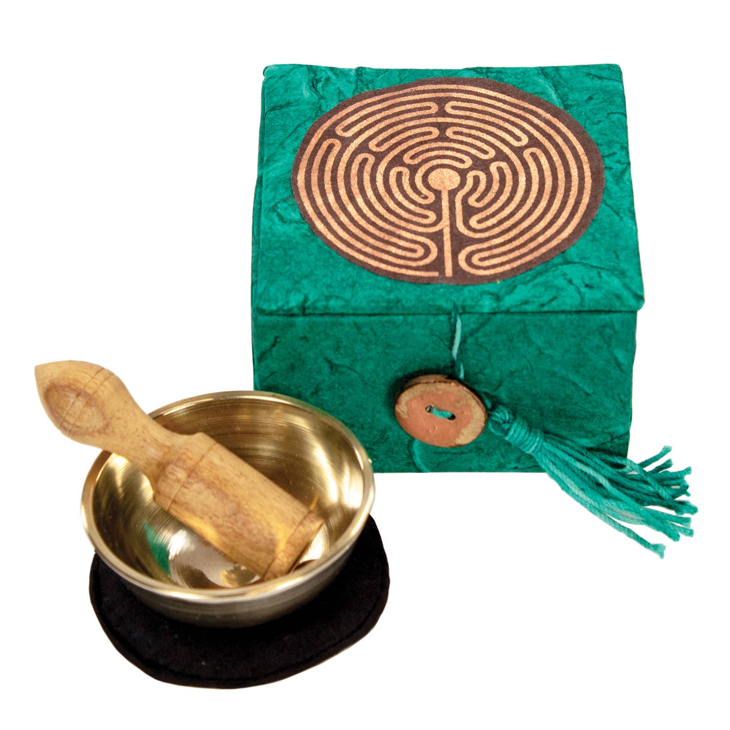 2" Garden Labyrinth Mini Meditation Bowl Box - Spiral Circle