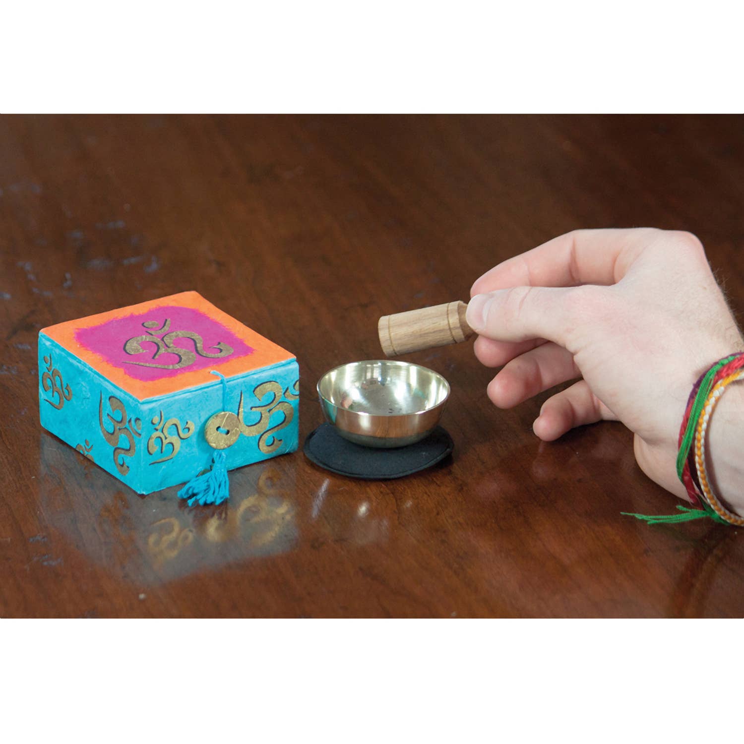2" Om Mini Meditation Bowl Box - Spiral Circle
