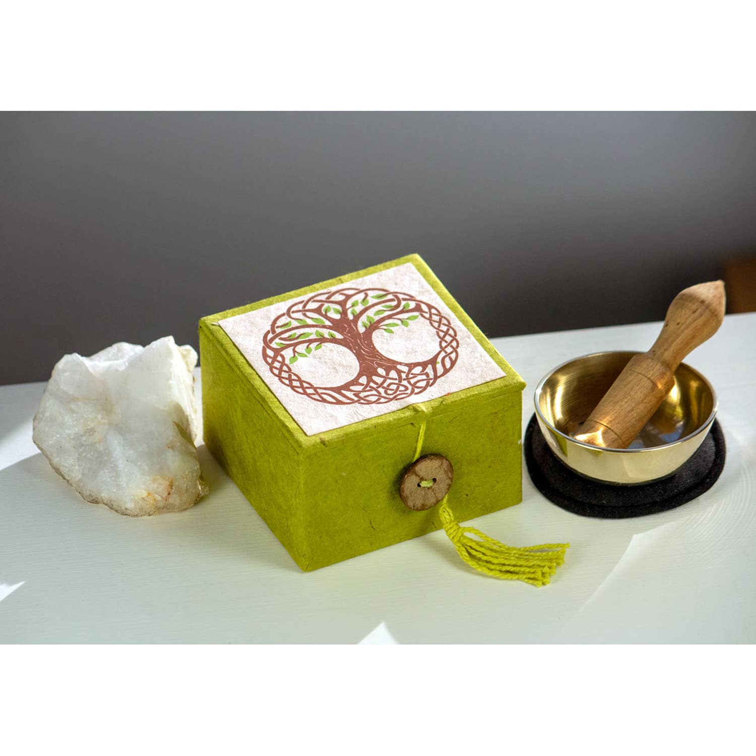 2" Tree Of Life Mini Meditation Bowl Box - Spiral Circle