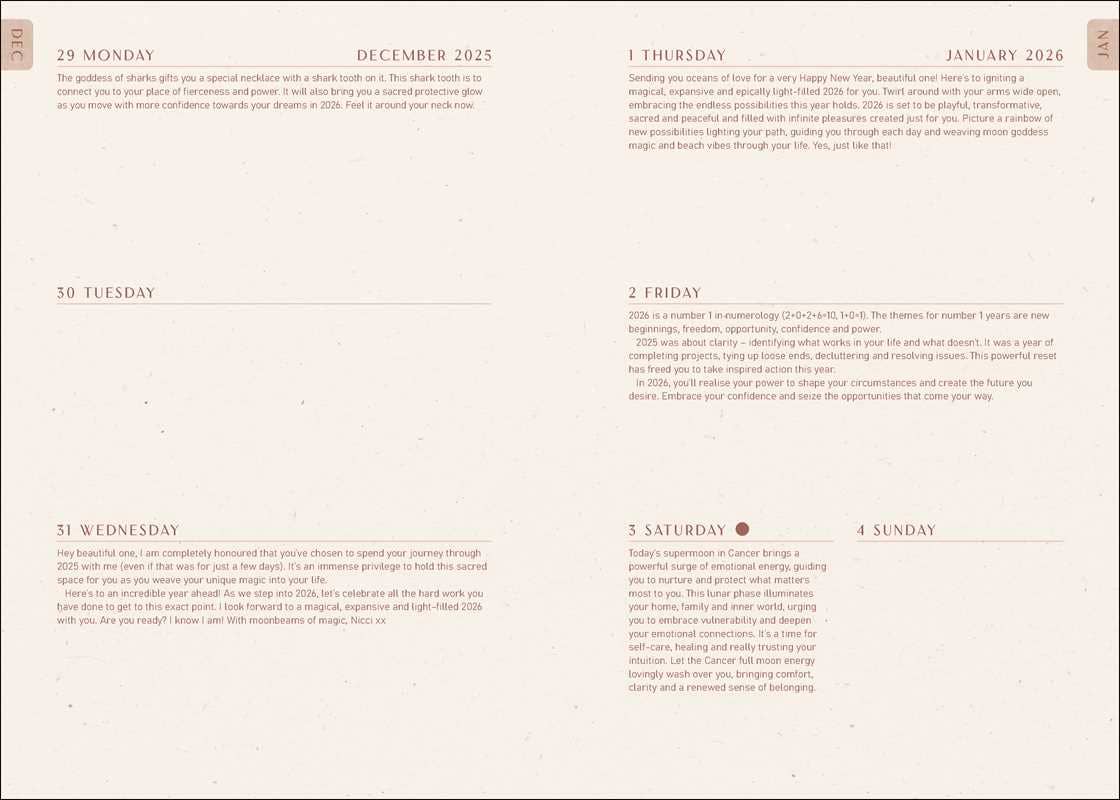 2026 Moon Goddess Planner Calendar: Northern Hemisphere by Nicci Garaicoa - Spiral Circle