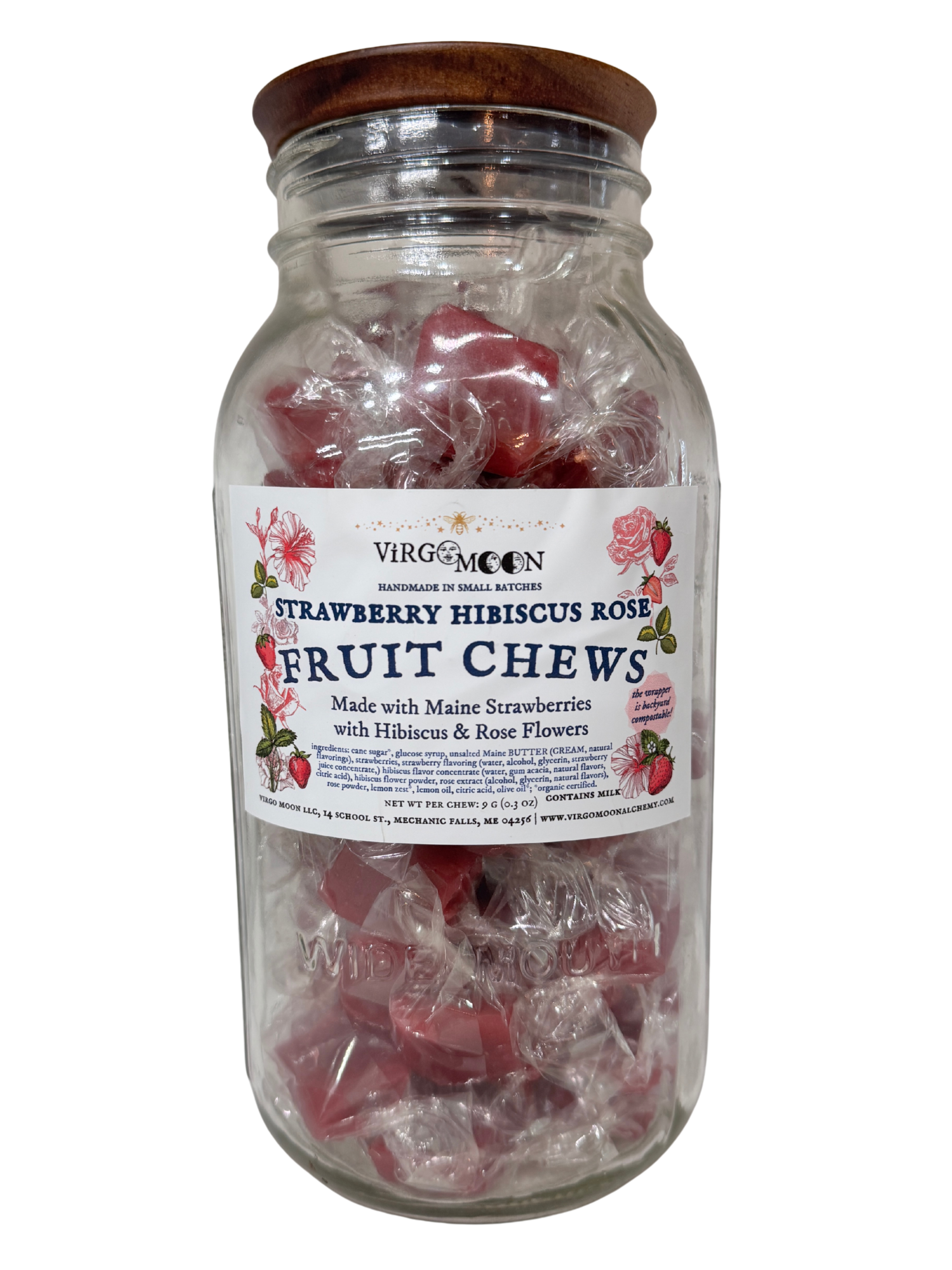 Strawberry Hibiscus Rose Fruit Chews - Bulk - Loose Candies