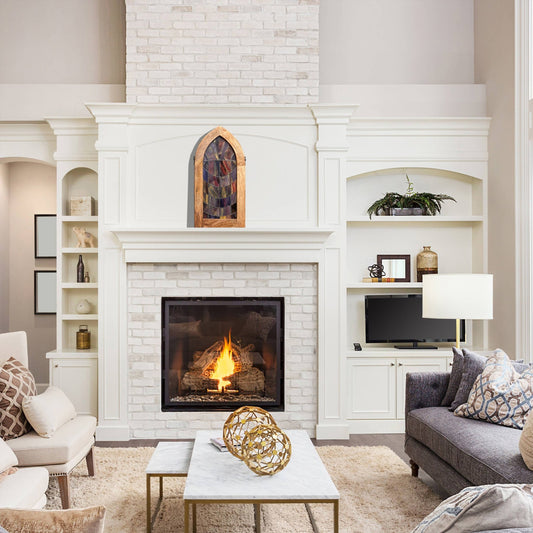 24"H Victorian Purple Arched Stained Glass Window Panel - Spiral Circle