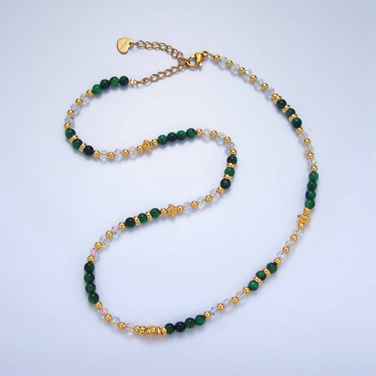 24K Gemstone Multifaceted Necklace - Spiral Circle