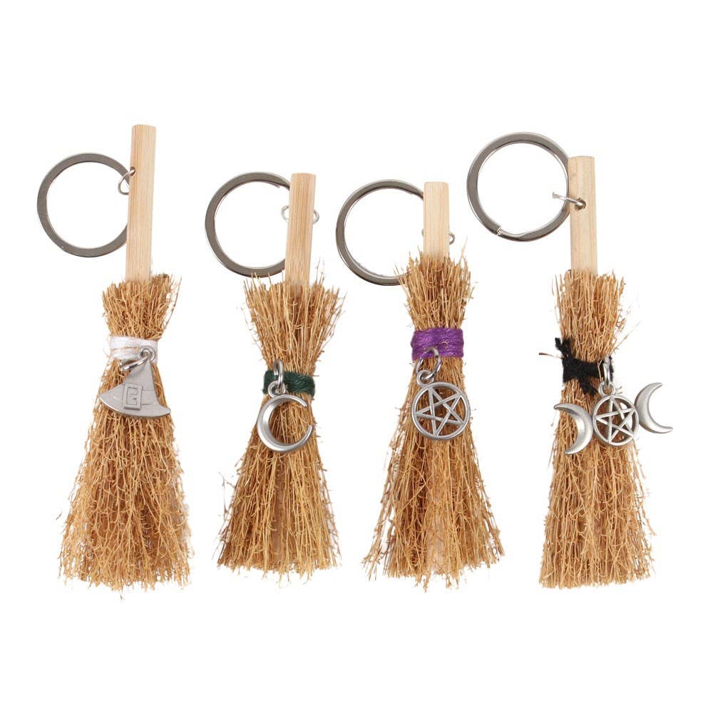 24PC Lucky Broomstick Keyrings Halloween Decor - Spiral Circle