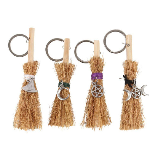 24PC Lucky Broomstick Keyrings Halloween Decor - Spiral Circle