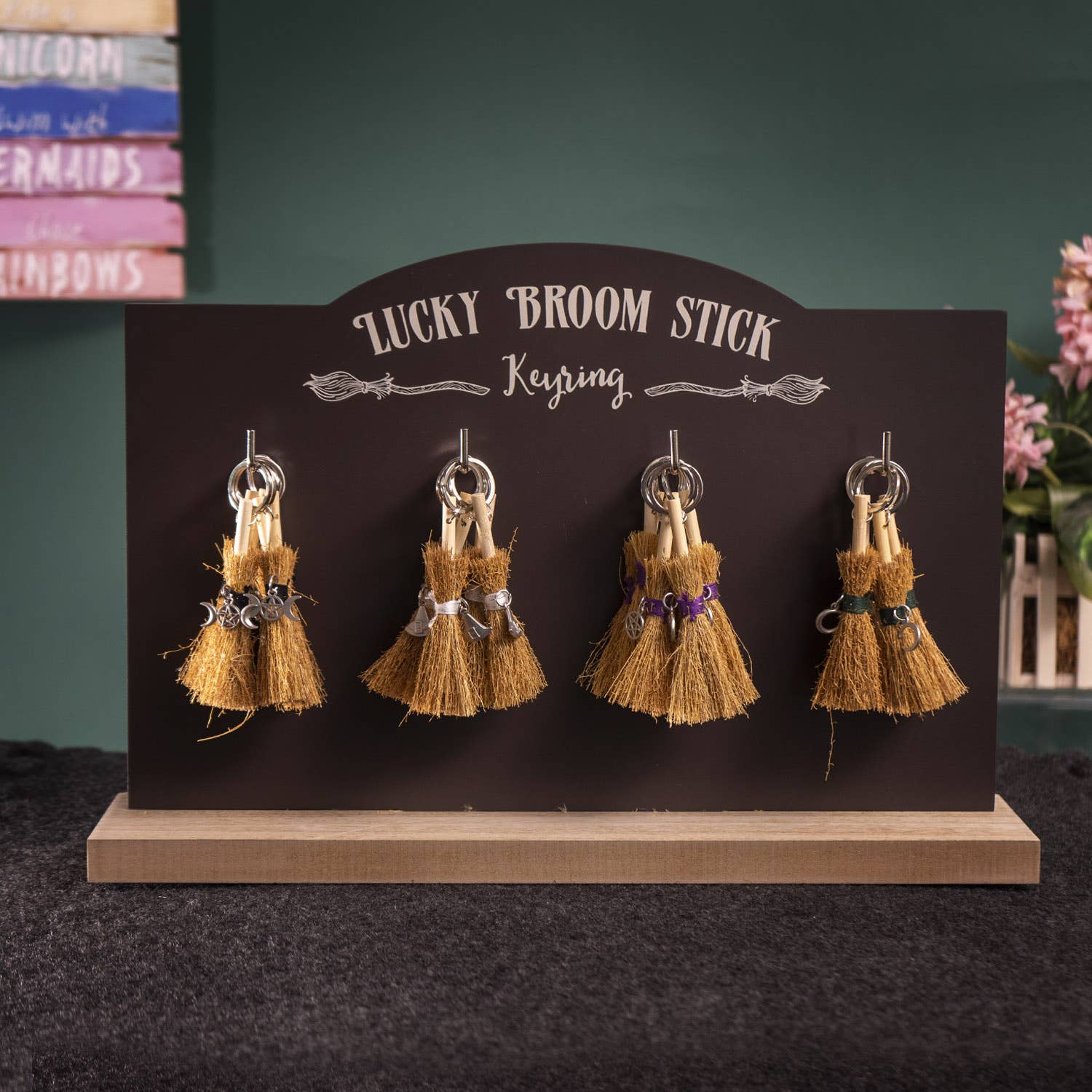 24PC Lucky Broomstick Keyrings Halloween Decor - Spiral Circle