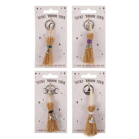 24PC Lucky Broomstick Keyrings Halloween Decor - Spiral Circle