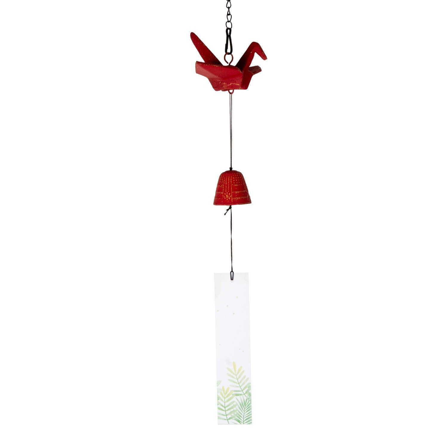 Origami Crane Furin Bell Windchime Red (1/16)