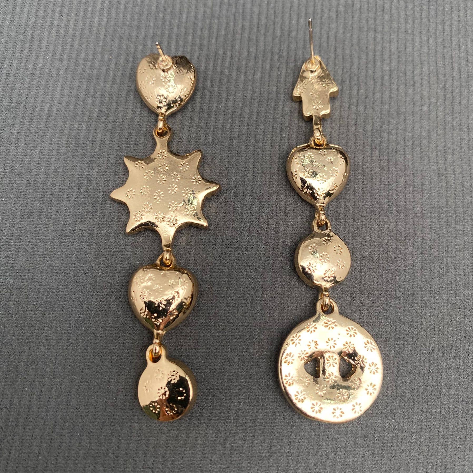 Rhinestone Inlaid Evil Eye Asymmetric Earrings