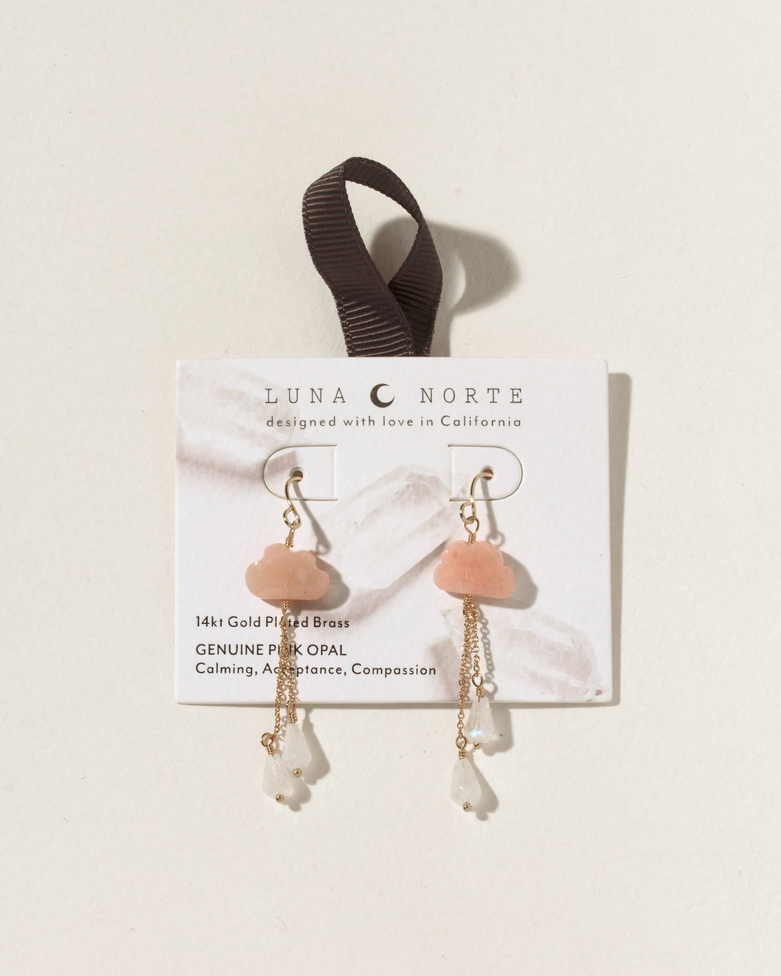 Cloud Nine Gemstone Drop Earring- Pink Opal