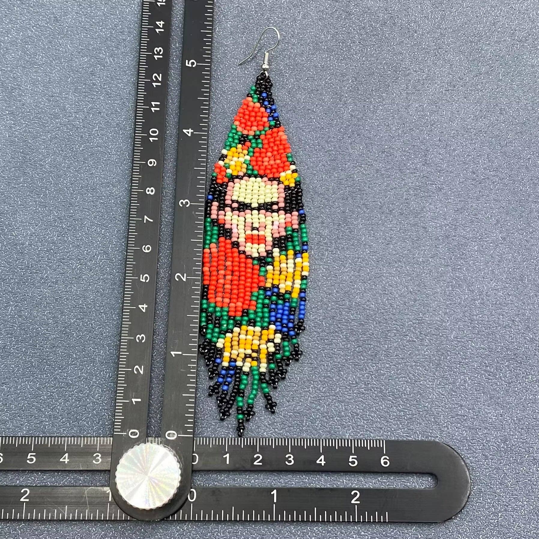 Handmade Frida Kahlo Seed Beads Fringe Earrings